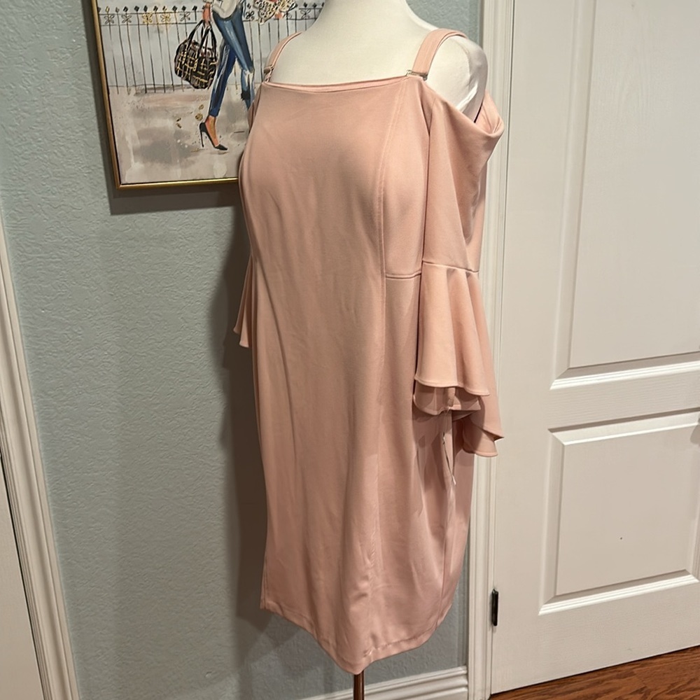 R&M Richards • Blush Cold Shoulder Ruffle Dress • Sz 18W • NWT! - Picture 5 of 11